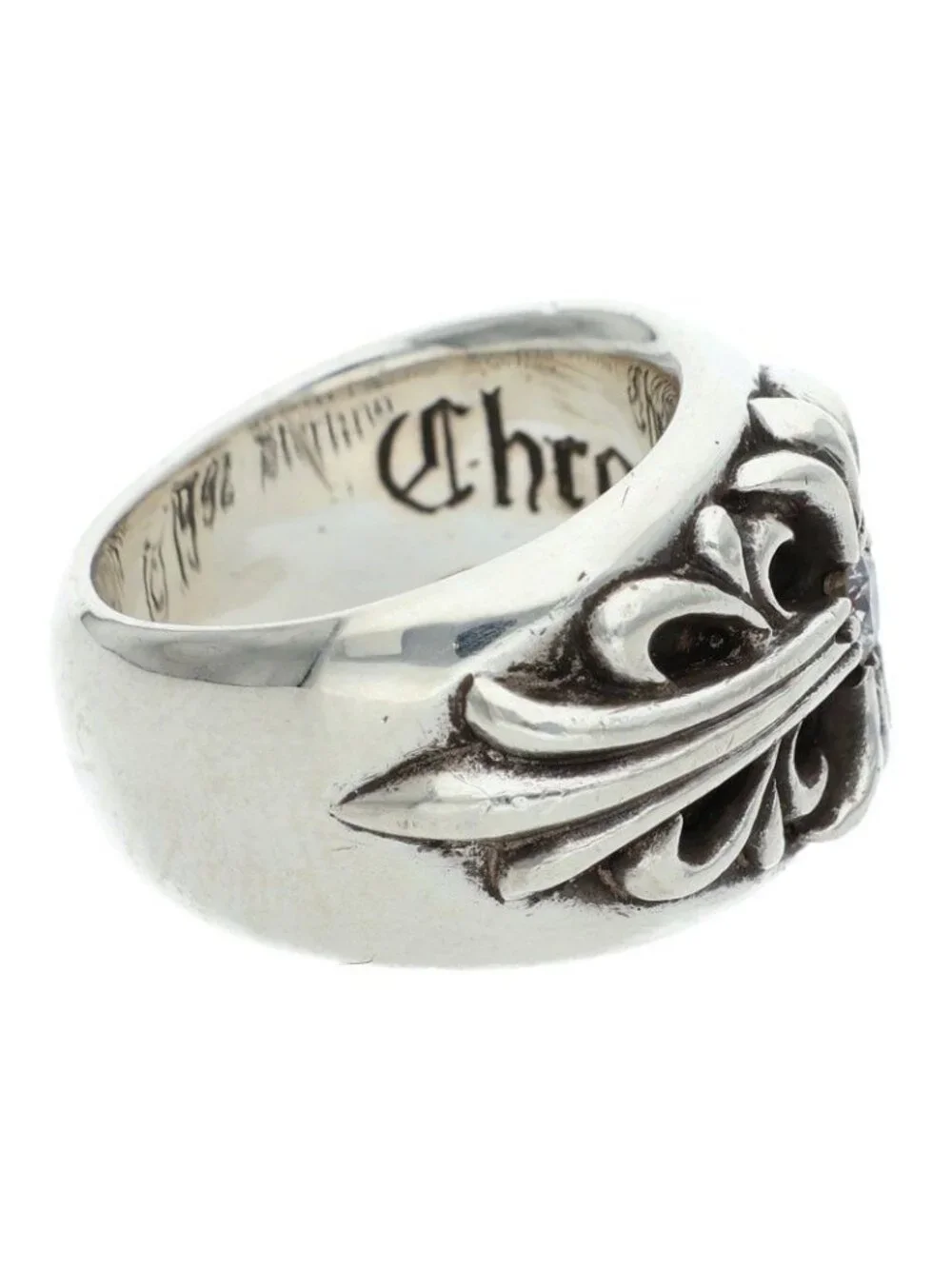 Chrome Hearts Flrl Floral Cross Silver Ring